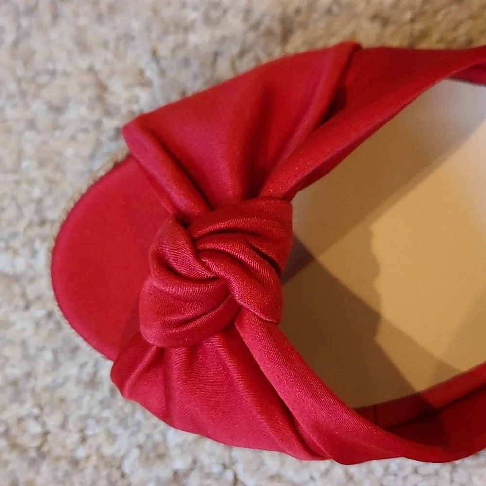 L.K. Bennett Angeline Red Satin Wedge Espadrilles - Picture 13 of 16